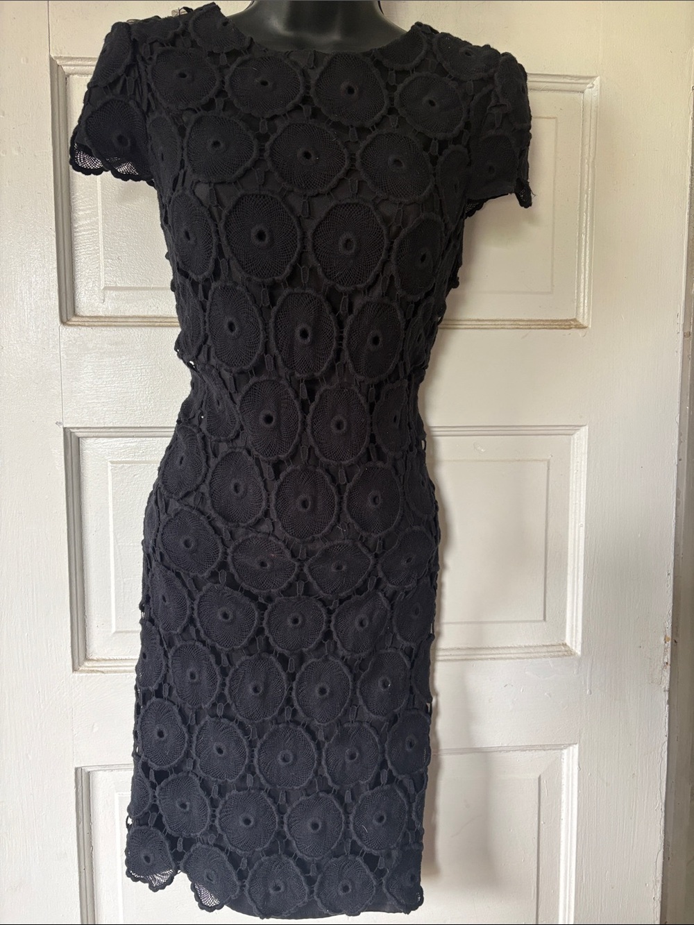 Suzi Chin for Maggy Boutique Black Crochet Sheath Dress